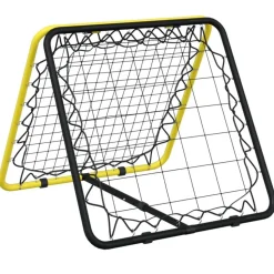 vidaXL Voetbalrebounder dubbelzijdig verstelbaar staal geel en zwart