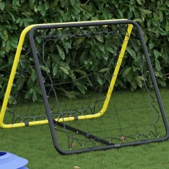 vidaXL Voetbalrebounder dubbelzijdig verstelbaar staal geel en zwart