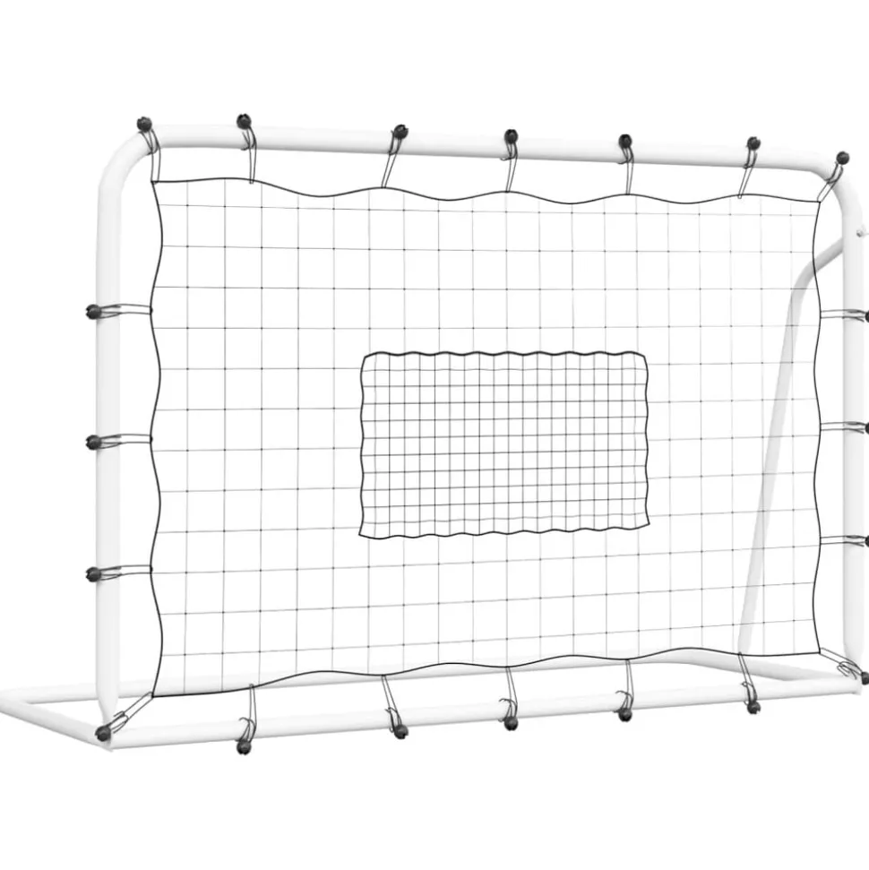 vidaXL Voetbalrebounder 184x61x123 cm staal en PE wit en zwart