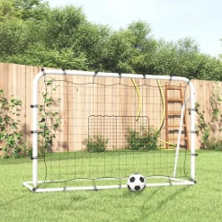 vidaXL Voetbalrebounder 184x61x123 cm staal en PE wit en zwart