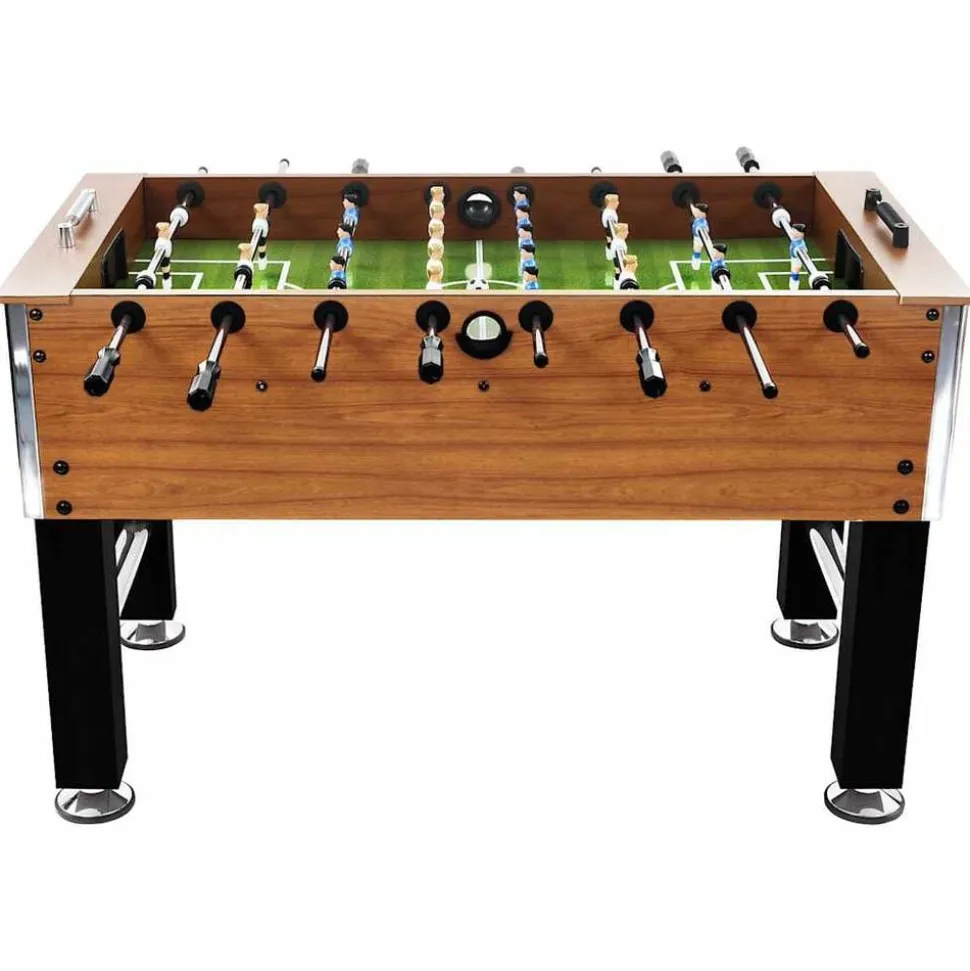 vidaXL Voetbaltafel 60 kg 140x74,5x87,5 cm staal lichtbruin en zwart