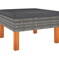 vidaXL Voetenbank poly rattan en massief eucalyptushout