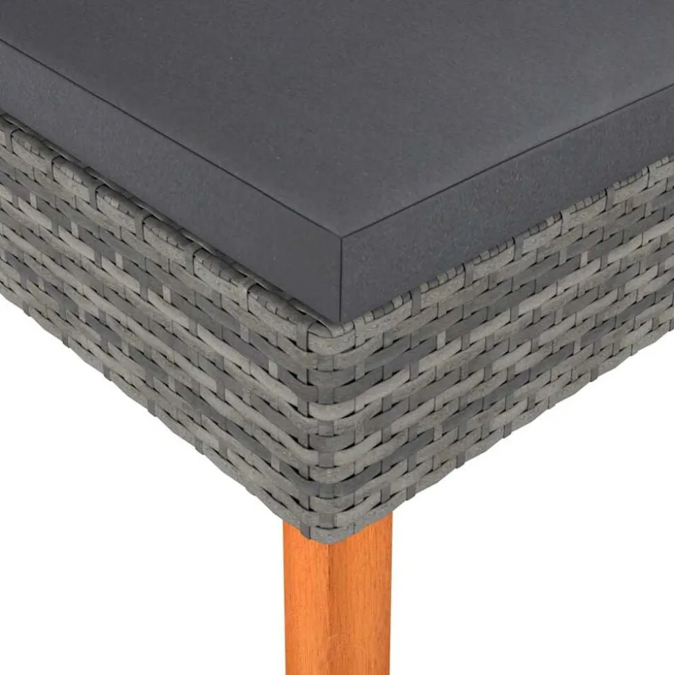 vidaXL Voetenbank poly rattan en massief eucalyptushout