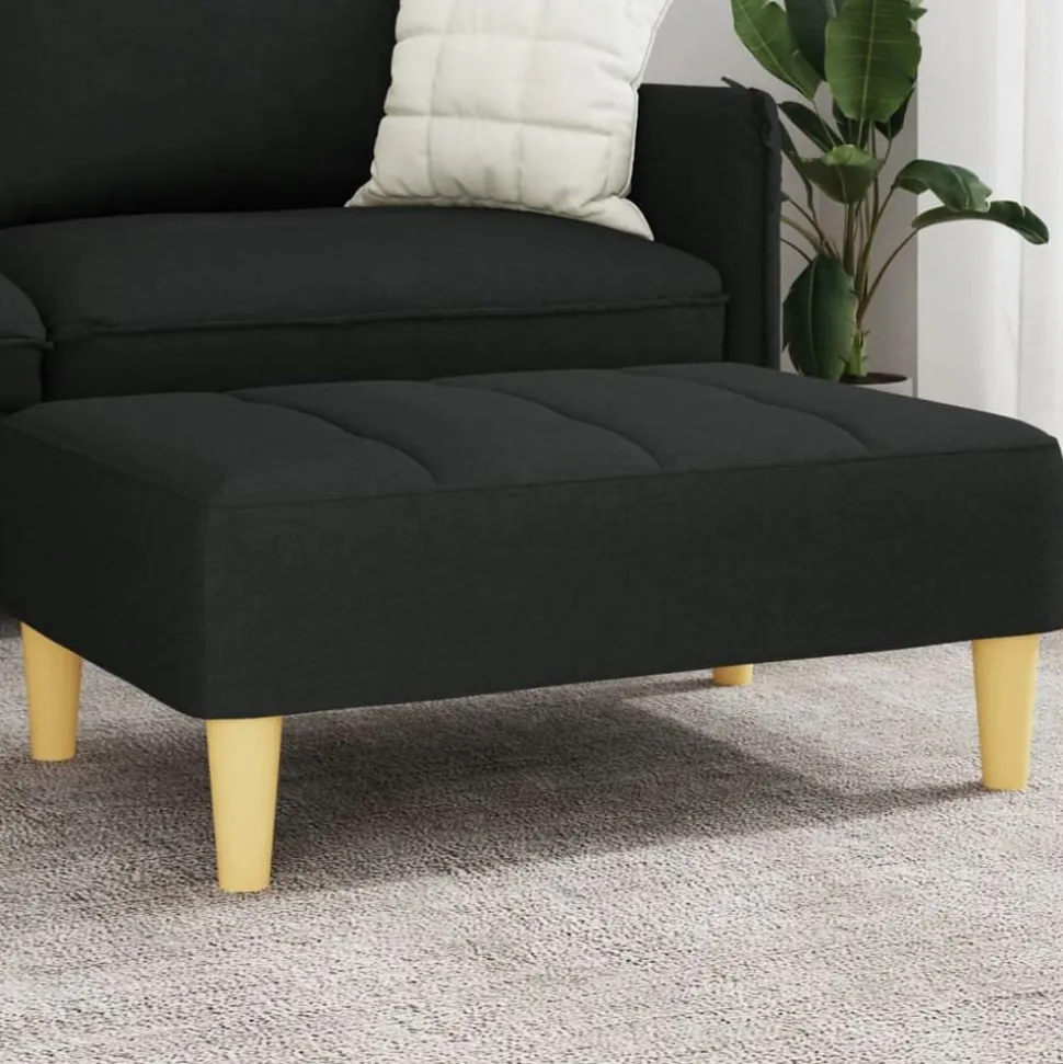 vidaXL Voetenbank 77x55x31 cm stof zwart