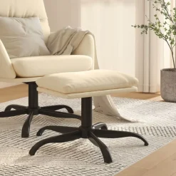 vidaXL Voetenbank 60x60x36 cm stof crèmekleurig