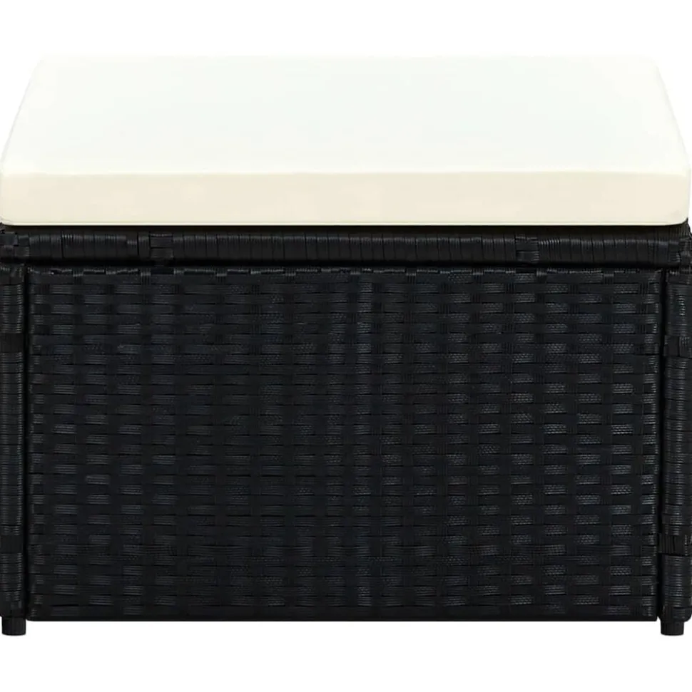 vidaXL Voetenbank/poef zwart 53x53x30 cm poly rattan
