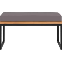 vidaXL Voetensteun met kussen 66x66x36 cm acaciahout donkergrijs