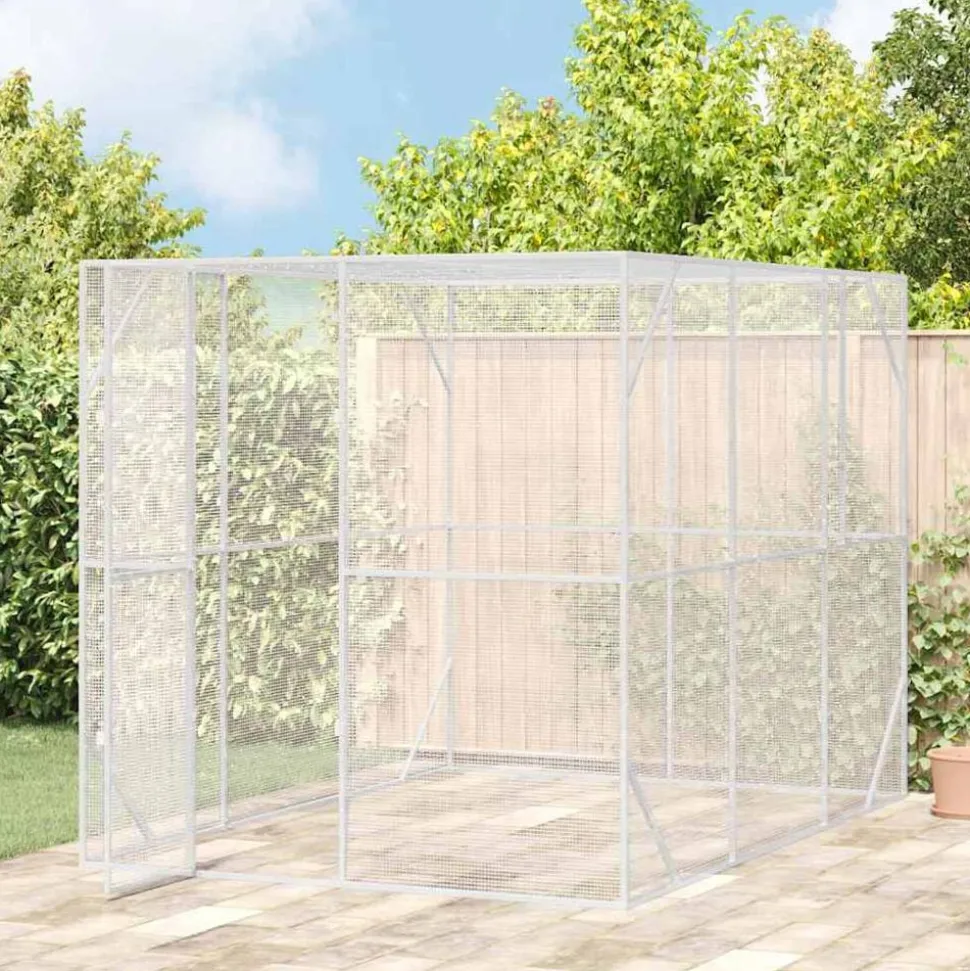 vidaXL Vogelkooi Antraciet 210 x 304 x 213 cm Gegalvaniseerd staal