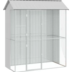 vidaXL Vogelkooi Grijs 215 x 110 x 247 cm Gegalvaniseerd staal