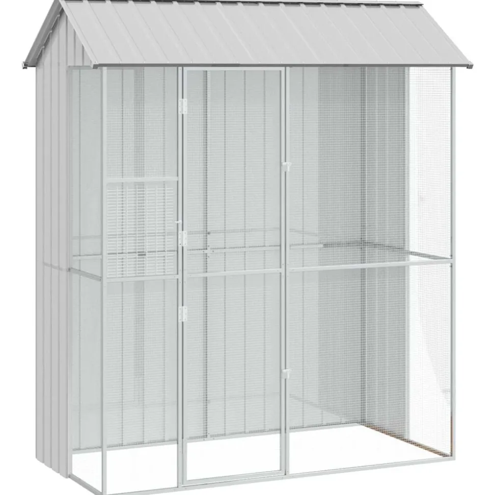 vidaXL Vogelkooi Grijs 215 x 110 x 247 cm Gegalvaniseerd staal
