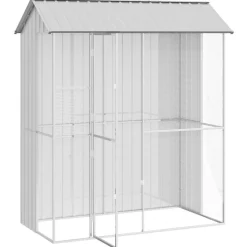 vidaXL Vogelkooi Grijs 215 x 110 x 247 cm Gegalvaniseerd staal