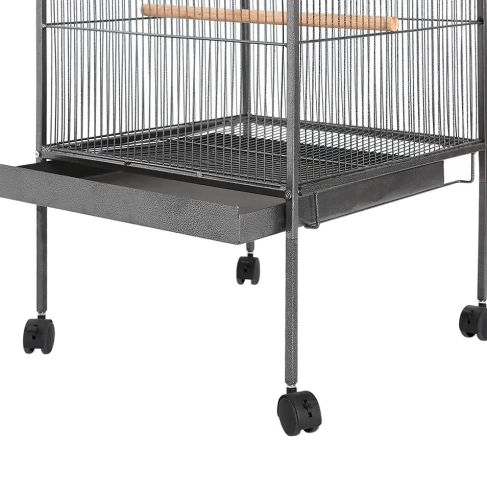 vidaXL Vogelkooi met dak staal zwart 66x66x155 cm