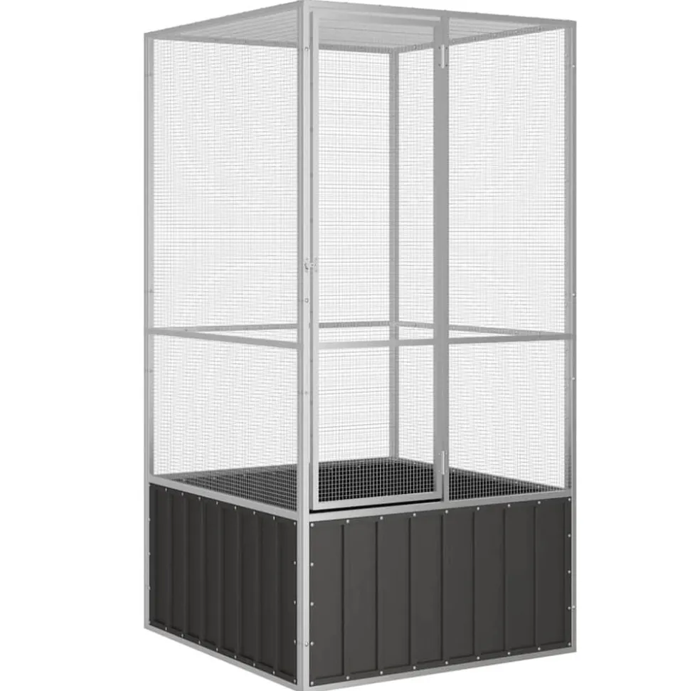 vidaXL Vogelkooi 111x107x211,5 cm gegalvaniseerd staal antracietkleur