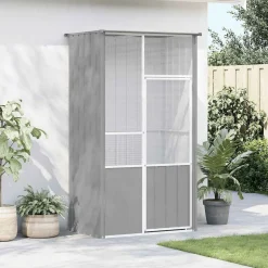 vidaXL Vogelkooi 115x78x200 cm gegalvaniseerd staal grijs