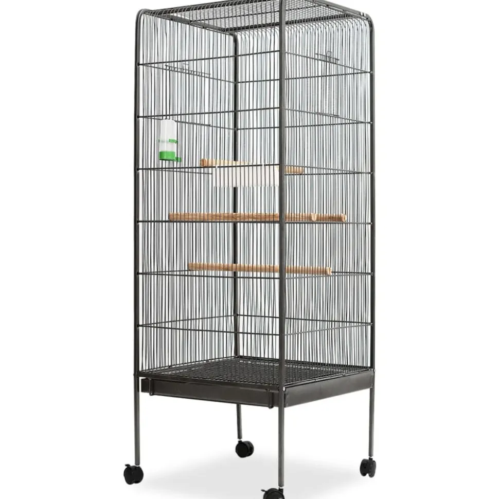 vidaXL Vogelkooi 54x54x146 cm staal zwart