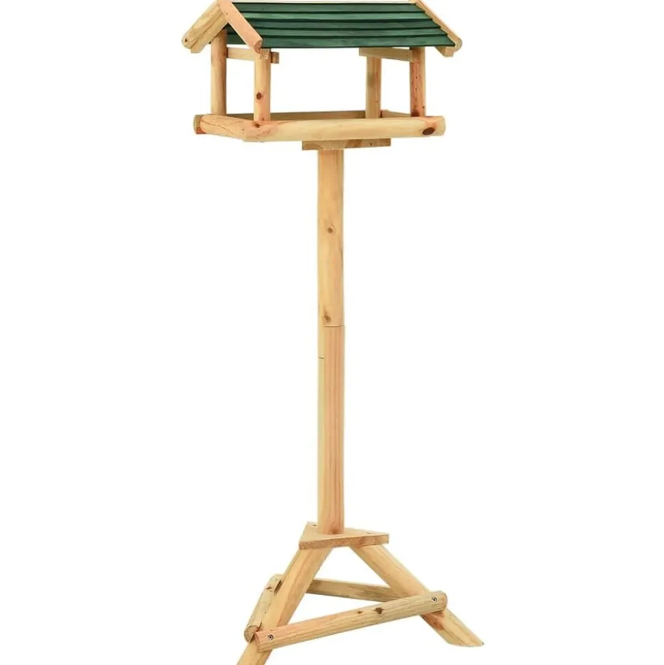 vidaXL Vogelvoeder met standaard 37x28x100 cm massief vurenhout