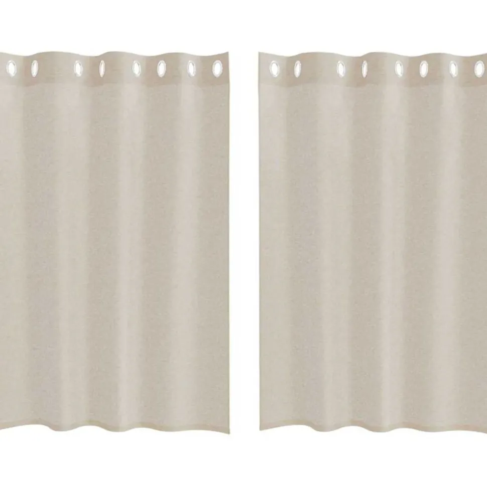 vidaXL Voile Gordijn met gordijnen 2 pcs Zand 140 x 140 cm Polyester