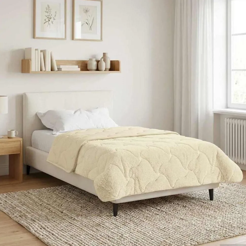 vidaXL Vol jaar dekbed Crème 140 x 200 cm Microfiber en Teddy fleece
