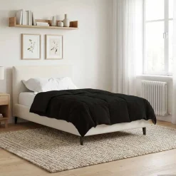 vidaXL Vol jaar dekbed Gekwilt Zwart 135 x 200 cm Microfiber