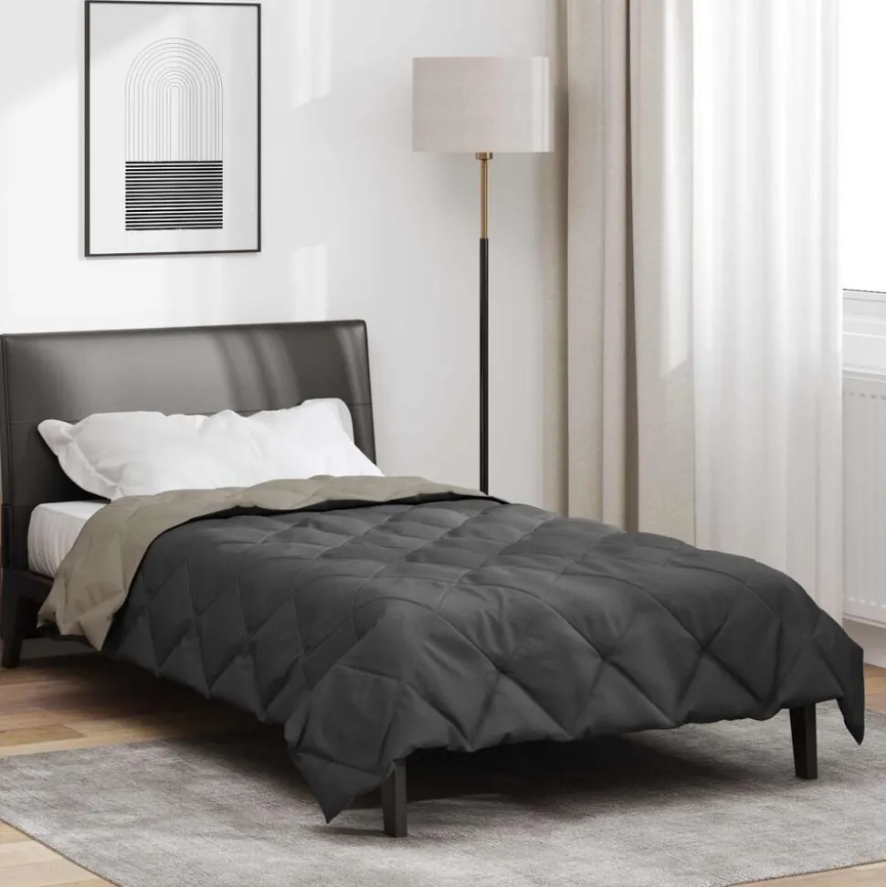 vidaXL Vol jaar dekbed Lichtgrijs en Antraciet 135 x 200 cm Microfiber