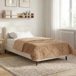 vidaXL Vol jaar dekbed Taupe 135 x 200 cm Microfiber en Teddy fleece