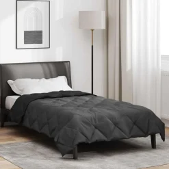 vidaXL Vol jaar dekbed Zwart en Anthraciet 135 x 200 cm Microfiber