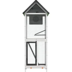 vidaXL Volière 60x58,5x160 cm massief grenenhout grijs