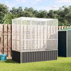 vidaXL Volière 210,5x107x212 m staal zilverkleurig