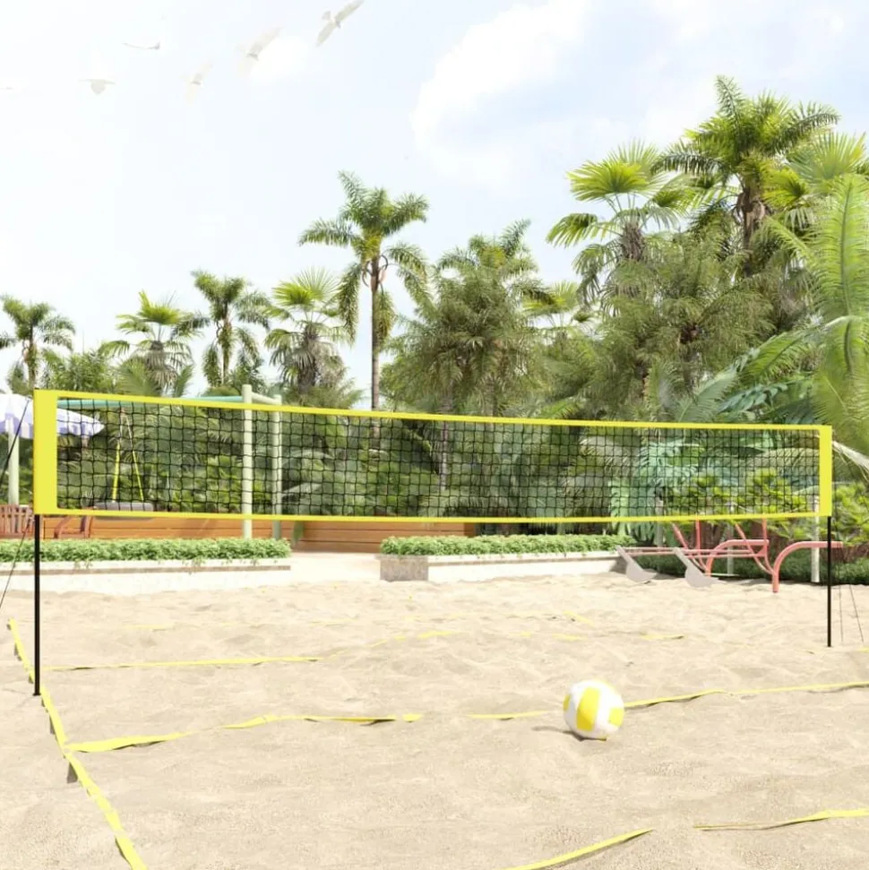 vidaXL Volleybalnet 823x244 cm PE-stof geel en zwart