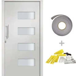 vidaXL Voordeur 100x200 cm aluminium en PVC wit