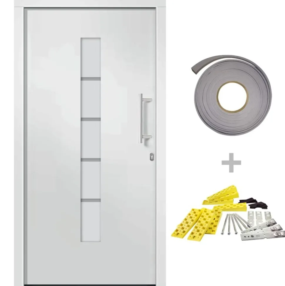 vidaXL Voordeur 100x200 cm aluminium en PVC wit