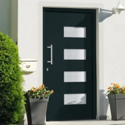 vidaXL Voordeur 100x200 cm aluminium en PVC antraciet