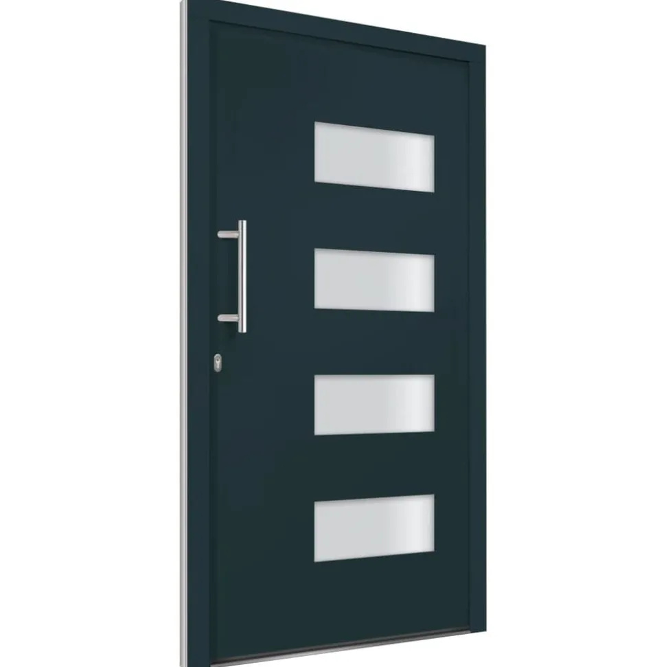 vidaXL Voordeur 100x200 cm aluminium en PVC antraciet