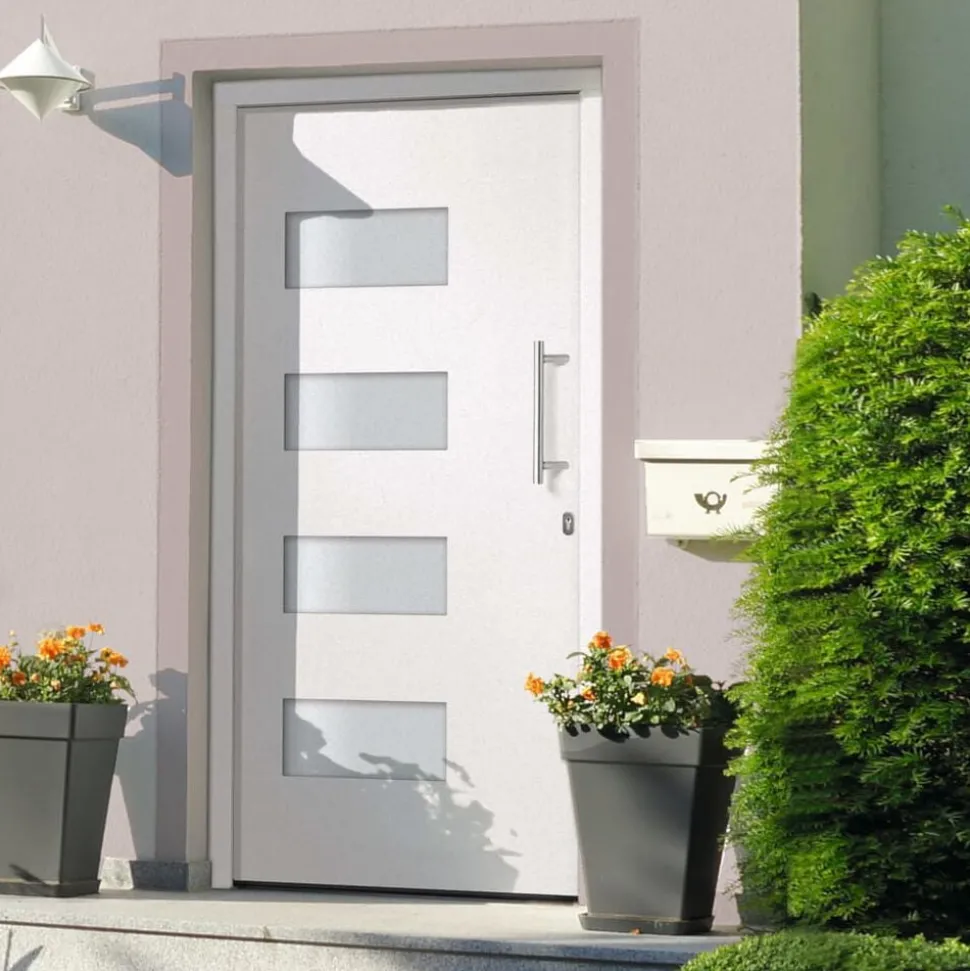 vidaXL Voordeur 100x200 cm aluminium en PVC wit