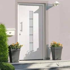 vidaXL Voordeur 100x200 cm aluminium en PVC wit
