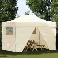 vidaXL Vouwtent pop-up met 4 zijwanden 3x4,5 m crèmewit