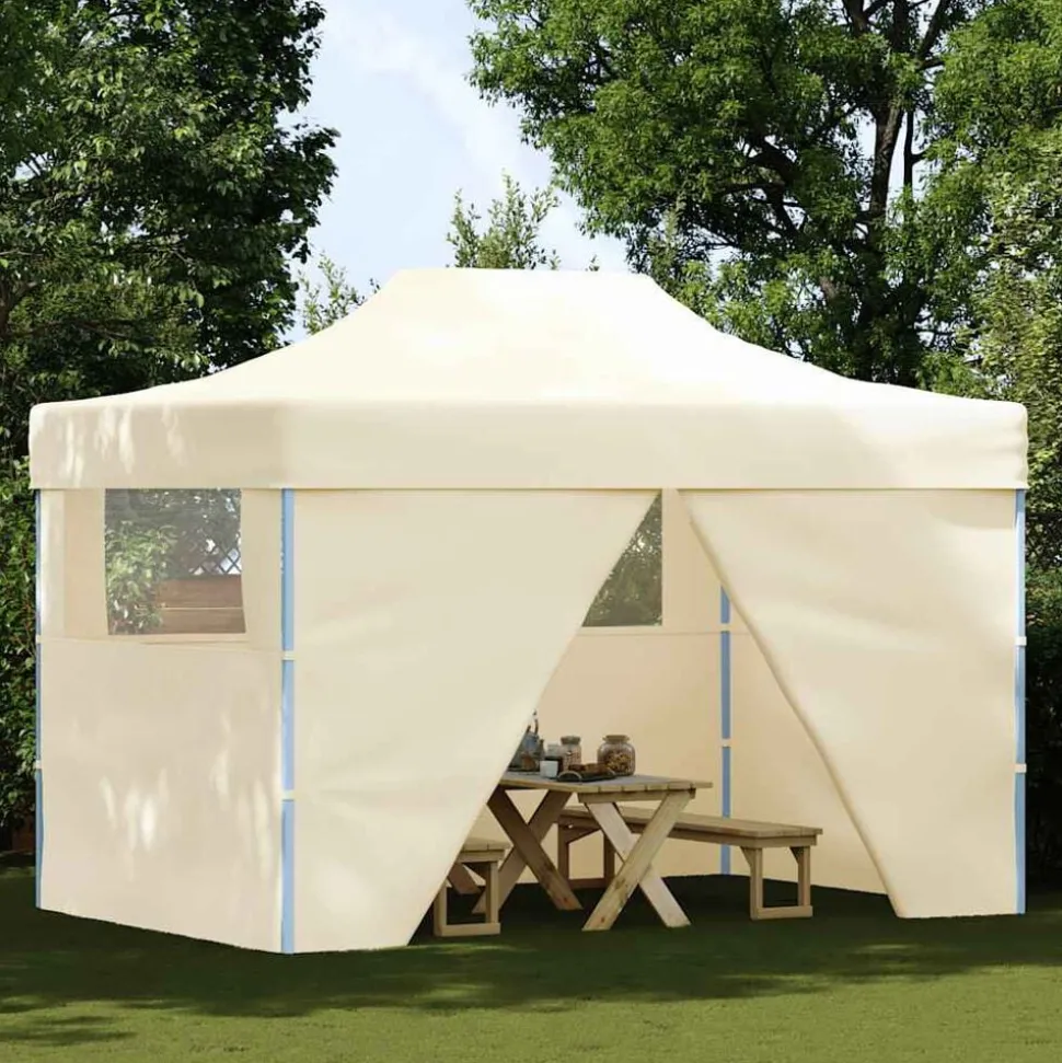 vidaXL Vouwtent pop-up met 4 zijwanden 3x4,5 m crèmewit