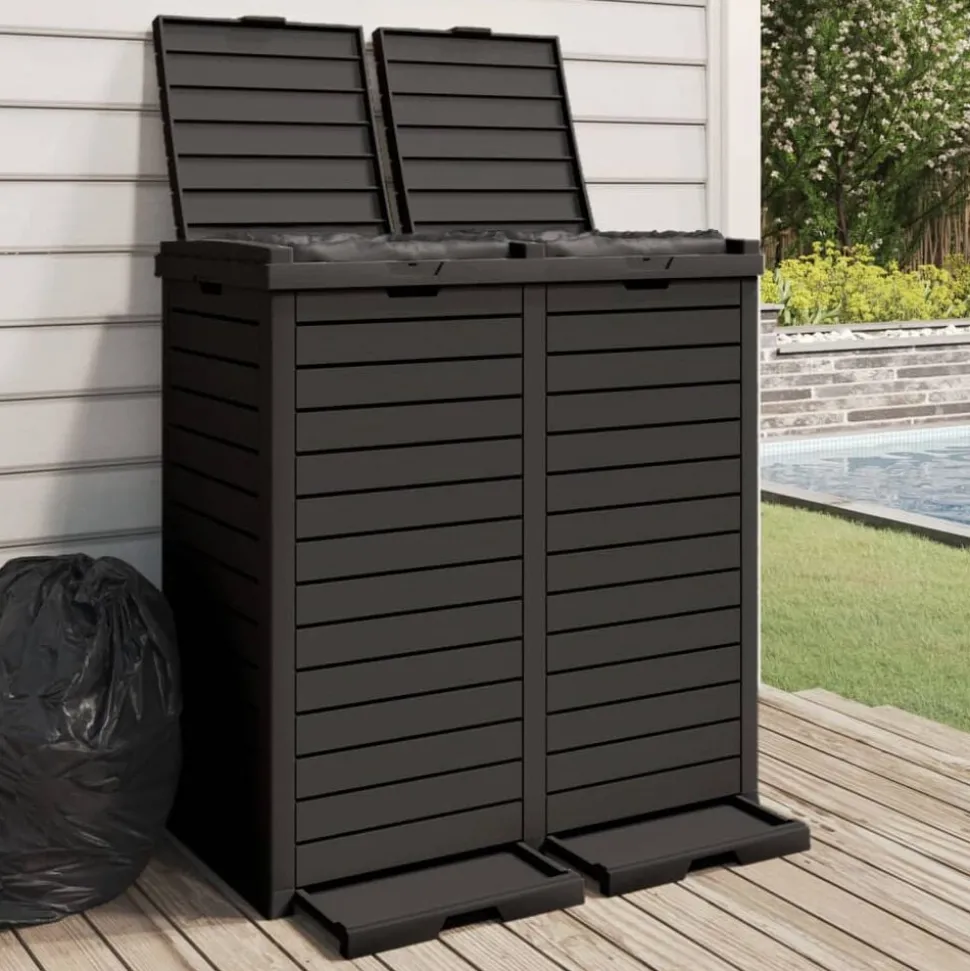 vidaXL Vuilnisbak voor tuin 78x41x86 cm polypropeen zwart