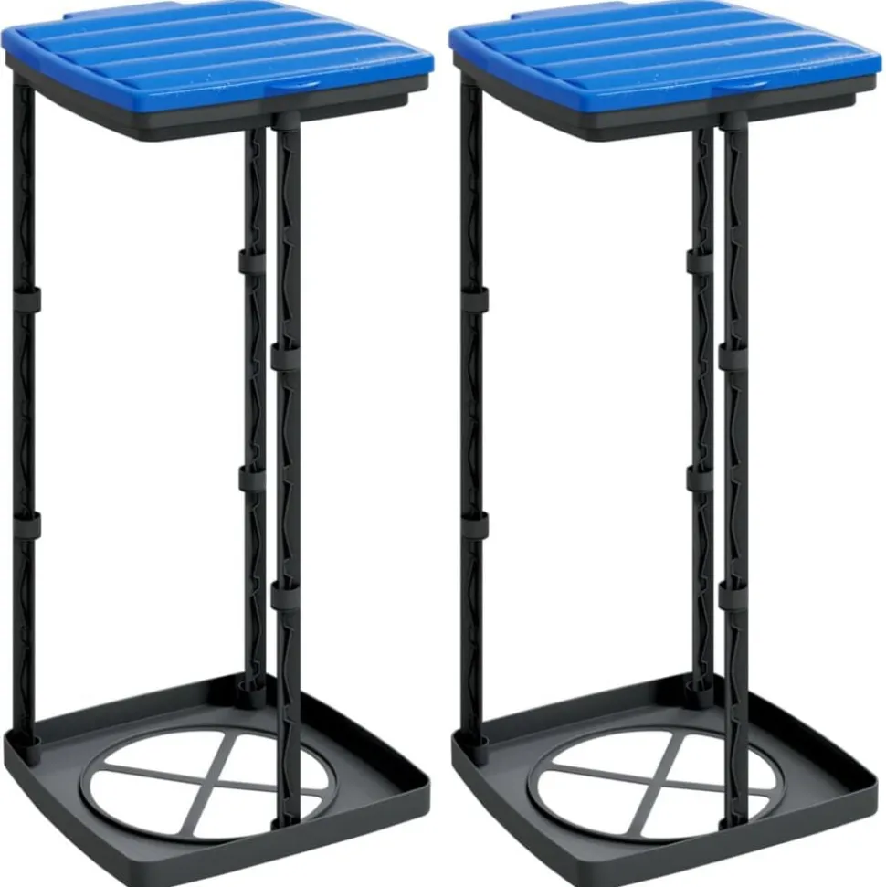 vidaXL Vuilniszakhouders 2 st 60 L PP zwart en blauw
