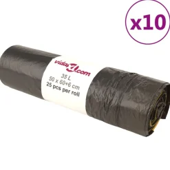 vidaXL Vuilniszakken met trekkoorden 250 st 35 l zwart