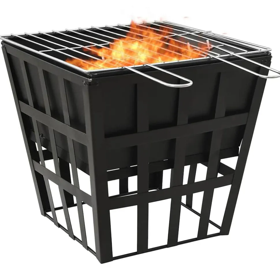 vidaXL Vuurplaats en barbecue 2-in-1 34x34x48 cm staal