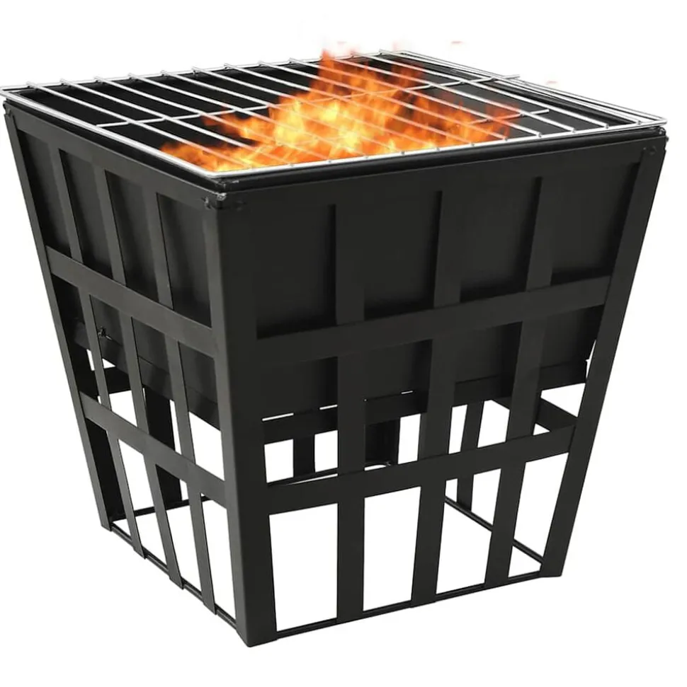 vidaXL Vuurplaats en barbecue 2-in-1 34x34x48 cm staal