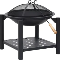 vidaXL Vuurplaats met pook 54x54x55 cm staal