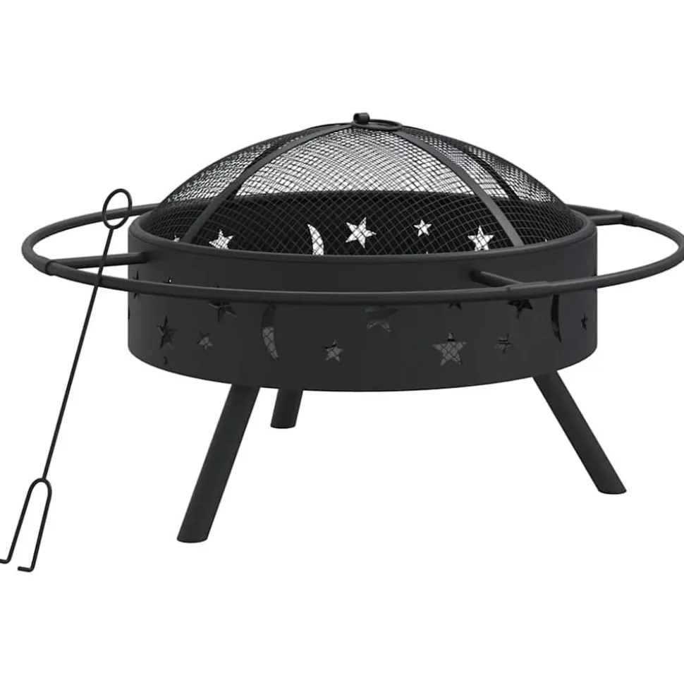 vidaXL Vuurplaats met pook XXL 70 cm staal