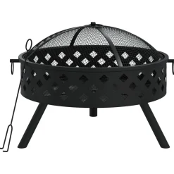 vidaXL Vuurplaats met pook XXL 58 cm staal