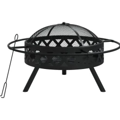 vidaXL Vuurplaats met pook XXL 70 cm staal