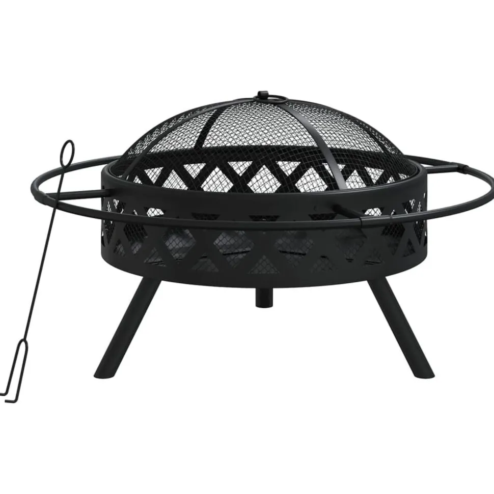 vidaXL Vuurplaats met pook XXL 70 cm staal
