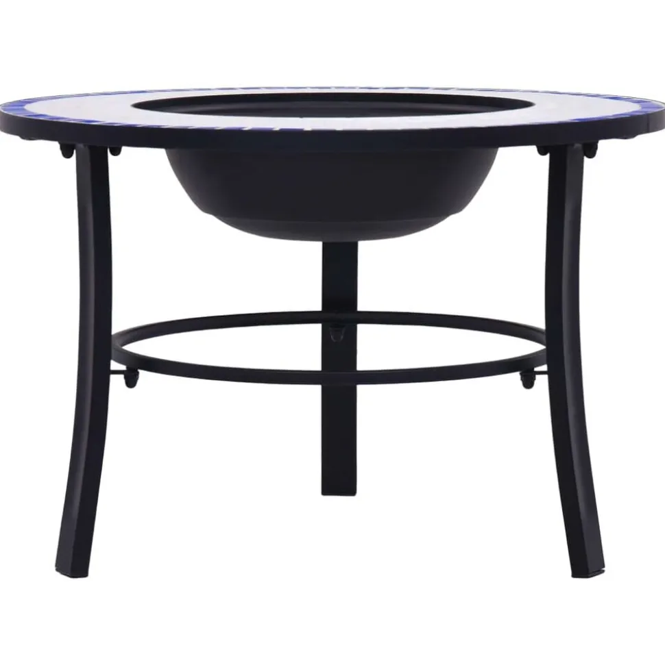 vidaXL Vuurschaal mozaïek 68 cm keramiek blauw en wit