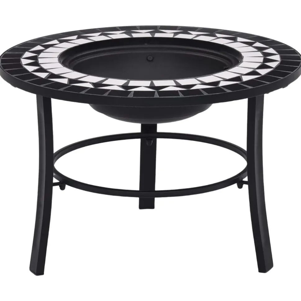 vidaXL Vuurschaal mozaïek 68 cm keramiek zwart en wit