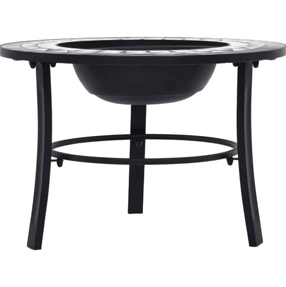 vidaXL Vuurschaal mozaïek 68 cm keramiek zwart en wit